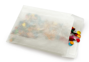 Sweets in glassine paper bag